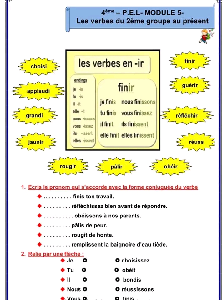 قسم السنة الرابعة ابتدائي Français Module 5 سنة رابعة مرفق بالإصلاح