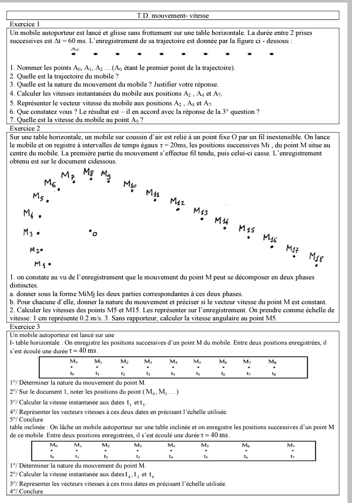 Re Ann E Secondaire Physique S Rie Physique Mouvement Re Ann E