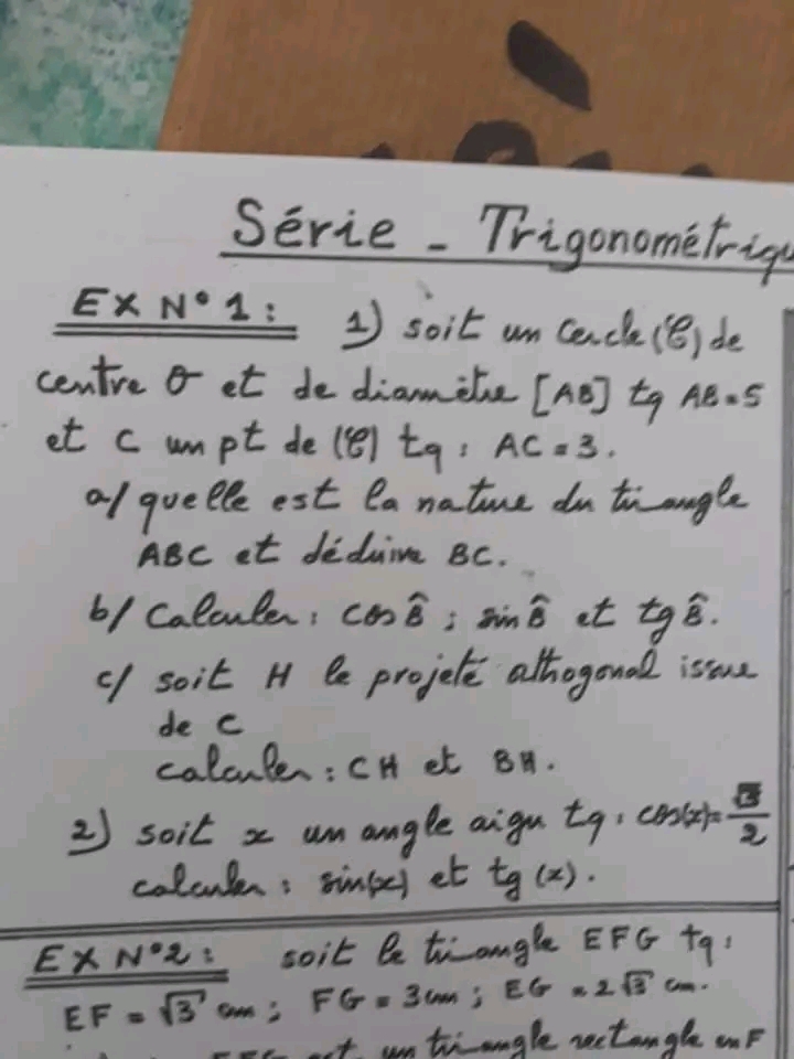 Re Ann E Secondaire Math Cours Trigonom Trie Application Re Ann E