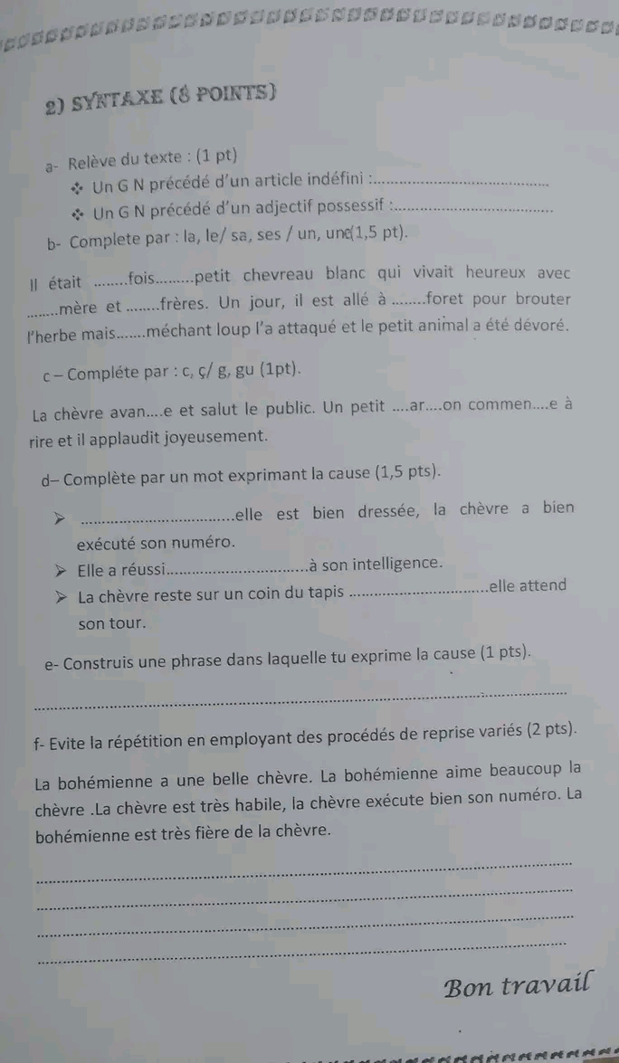 Me Fran Ais Devoirs De Contr Le Et De Synth Se Me