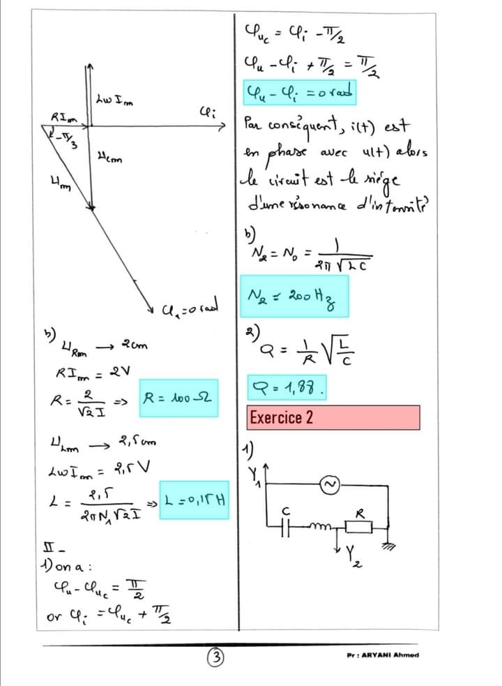 Bac Sc Exp Rimentales Physique Exercice Corrig Les Oscillations