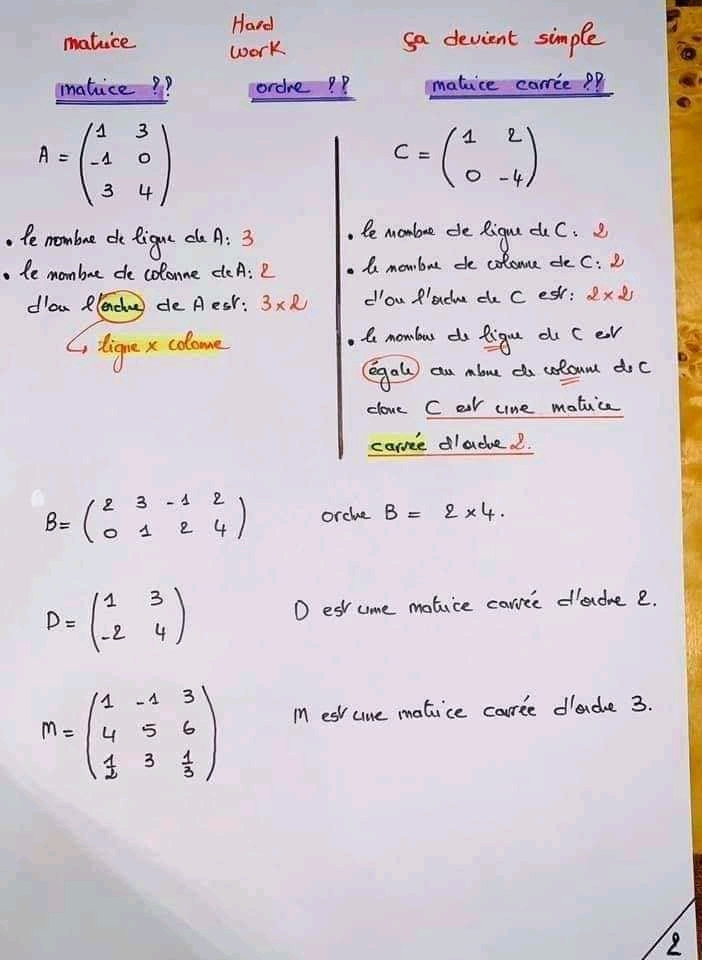 Bac Econmie Et Gestion Math Exercices Sur Les Matrices