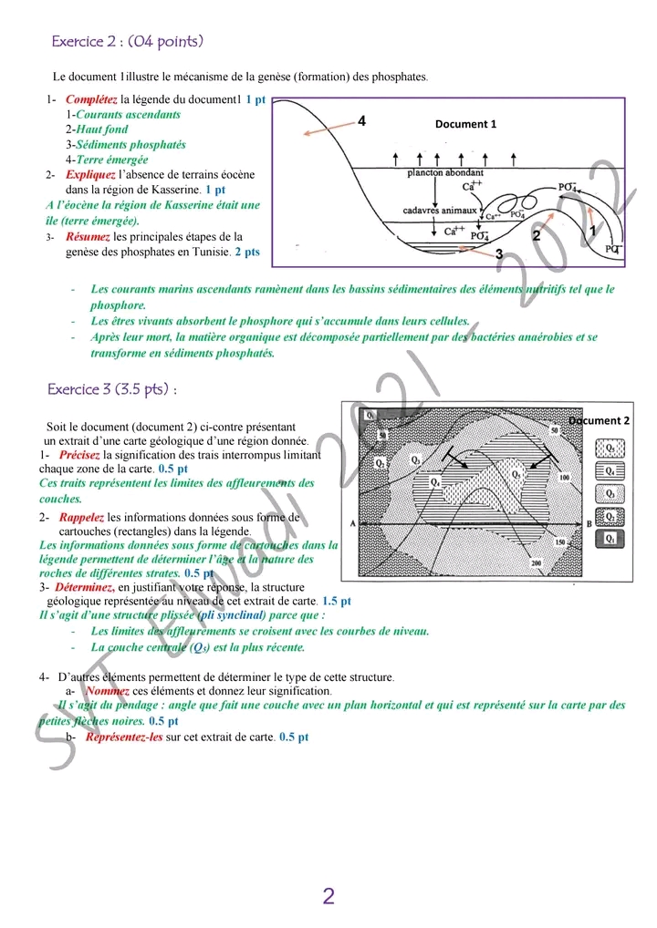 2 ème Sciences Sciences SVT 2ème sciences Devoir de synthèse n2