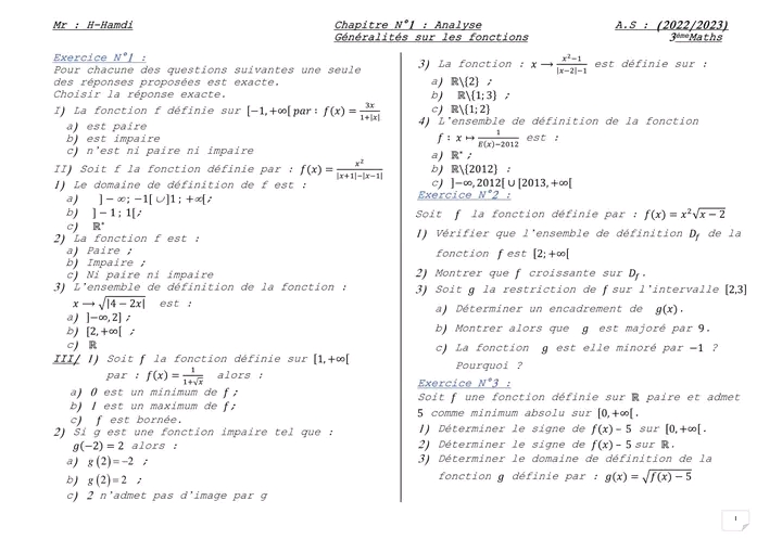 Me Math Matiques Math G N Ralit S Sur Les Fonctions