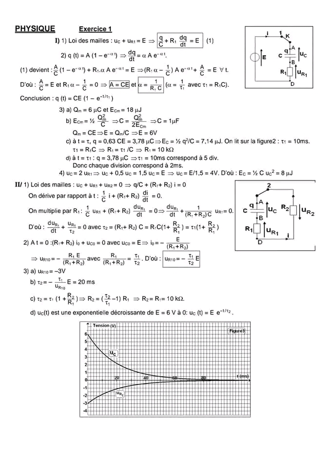 Bac Math Physique Devoir De Contr Le N Physique Avec Corrections Lyc E