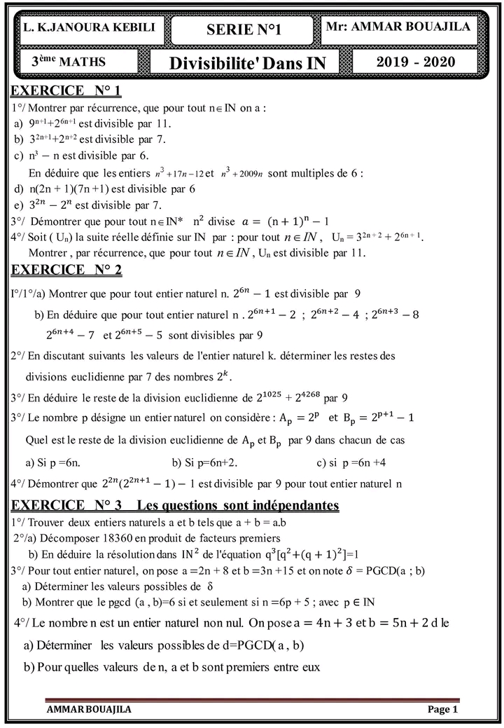 Me Math Matiques Math S Ries Divisibilit Maths