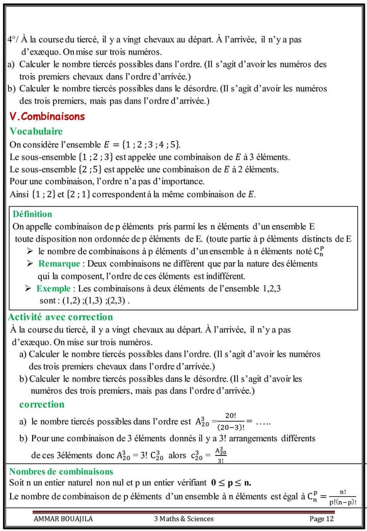 3 ème Mathématiques Math Dénombrement Cours Détaillés + Activités Et ...