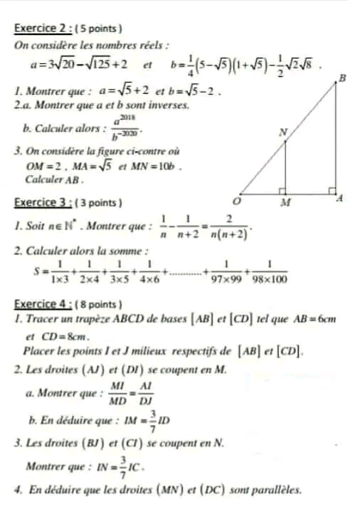 1ère Année Secondaire Math Devoir De Controle N°2 Avec Une Correction ...