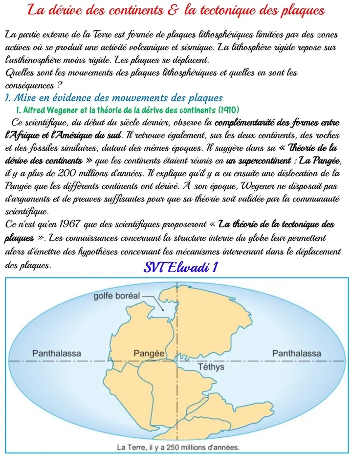 Bac Sc expérimentales Sciences SVT La dérive des continents la tectonique des plaques