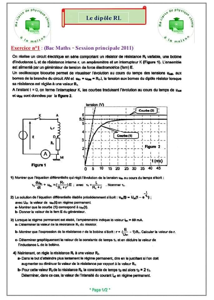 Bac Sc expérimentales Physique Dipole Rc