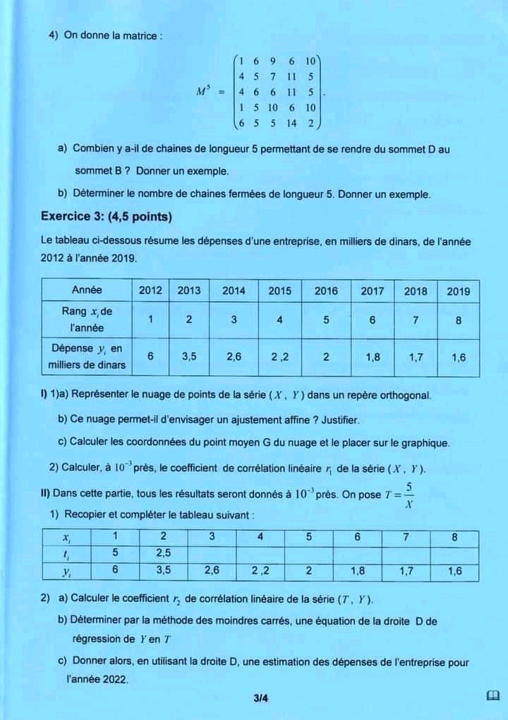 Bac Econmie Et Gestion Math Epreuve Mathematique Session 2021+corrige