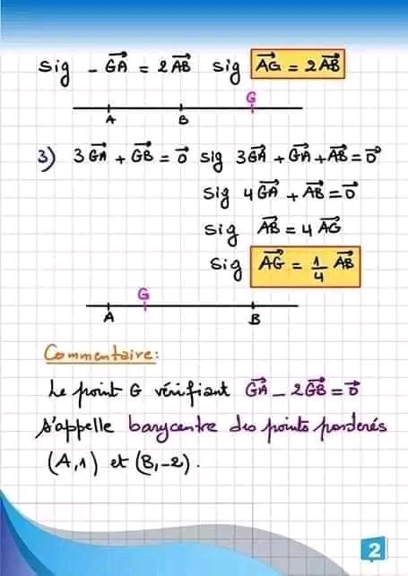 2 ème Sciences Math-BARYCENTRE