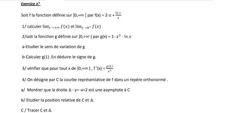 Bac Econmie et Gestion Math Série de révision etude de fonctions ...