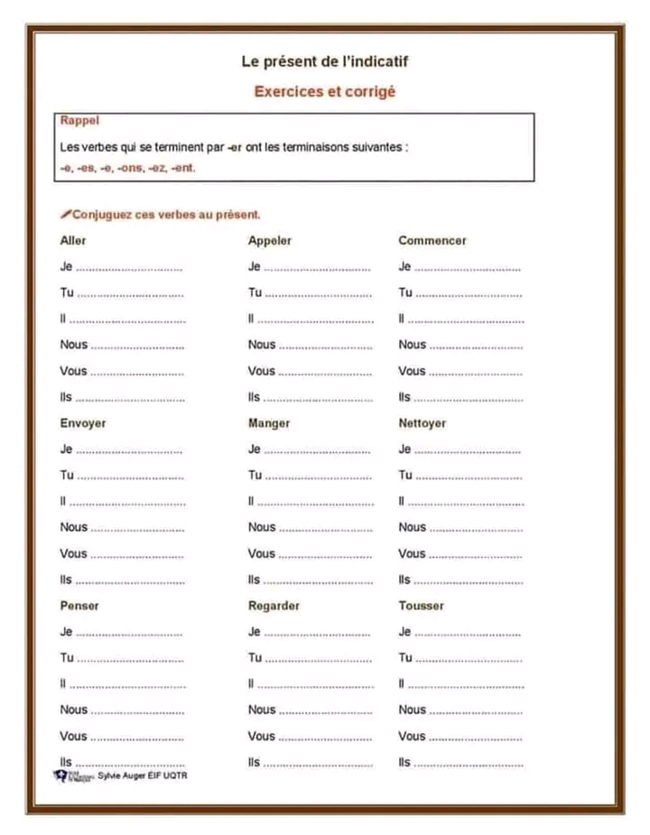 7 me Fran ais 7 me Ann e Exercices De Conjugaison Pour 7-me-fran-ais-7-me-ann-e-exercices-de-conjugaison-pour