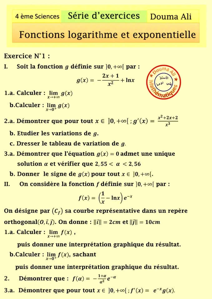 Bac Math Math Une Correction