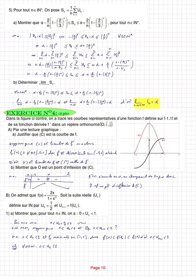 Bac Math Math Devoir De Synthèse N 1 Corrigé